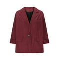 thumbnail image 6 of UAMVSH Corduroy Blazers for Women Classic Notch Collar Button Business Suit Jackets with Pockets Comfy 3/4 Sleeve Dressy Coats(Medium,Wine), 6 of 6
