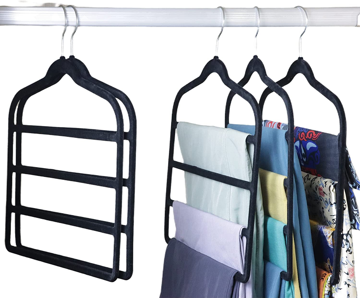 Pants Space Saving Hangers 6 Tier Closet Organizers And - Temu