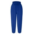 thumbnail image 4 of juhao Women's Capri Pants High Waist Drawstring Cinch Bottom with Button Loose Casual Trouser with Pockets Lightweight Solid Color Beach Pants, 4 of 5