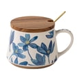 thumbnail image 2 of Taza de cerámica con estampado floral para café y té, de fina artesanía vintage. con cuchara con tapa, 2 of 9
