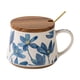 thumbnail image 2 of Taza de cerámica con estampado floral para café y té, de fina artesanía vintage. con cuchara con tapa, 2 of 9