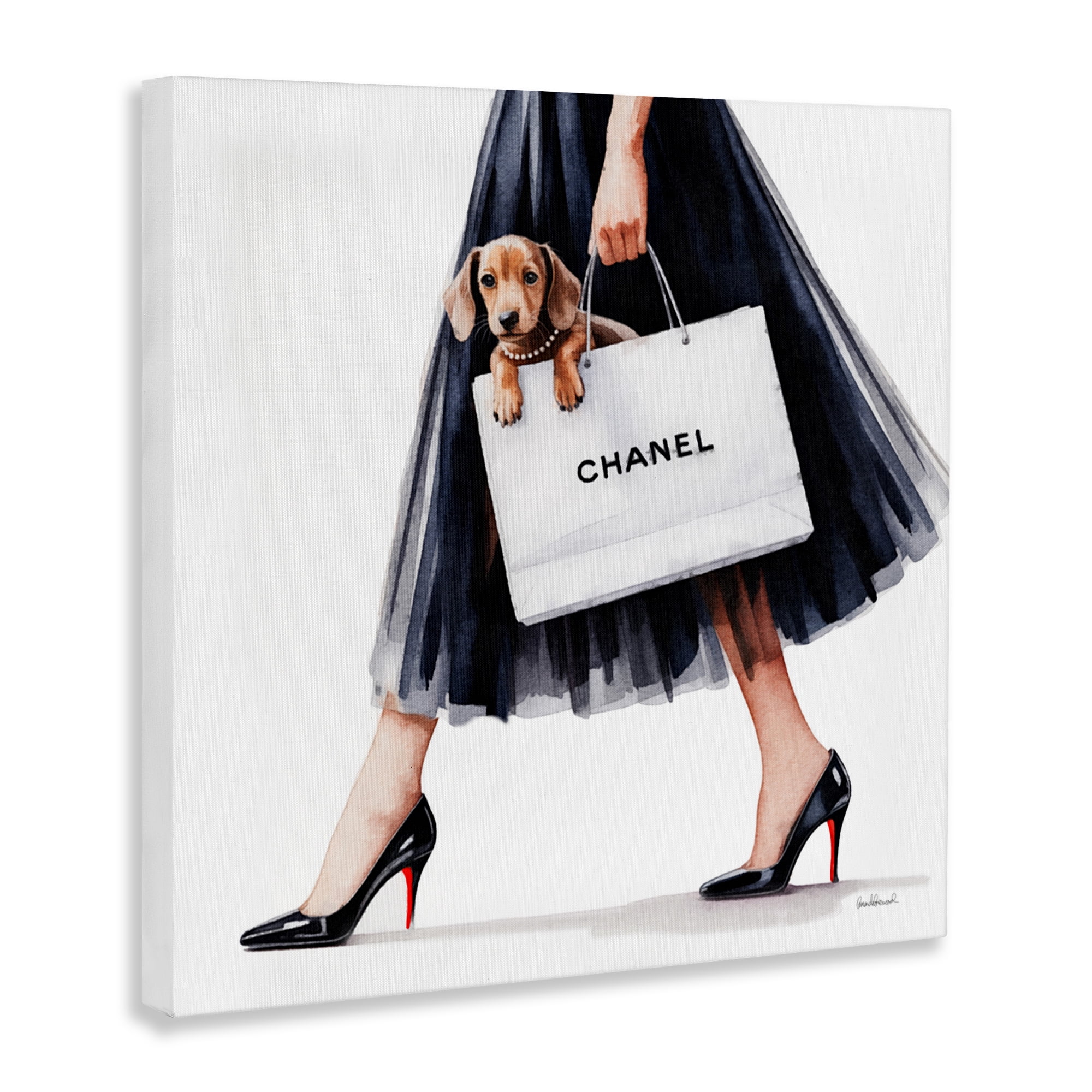 Stupell Industries Elegant Dog & Shopping Bag Canvas Wall Art, design by Amanda Greenwood