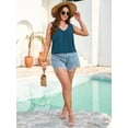 thumbnail image 2 of SHOWMALL Plus Size Sleeveless V Neck Shirt for Women, Pleated Tank Top to Layer Under Blazer or Cardigan, Indigo Blue 5X Side Slit Summer Casual Vacation Tops, 2 of 8