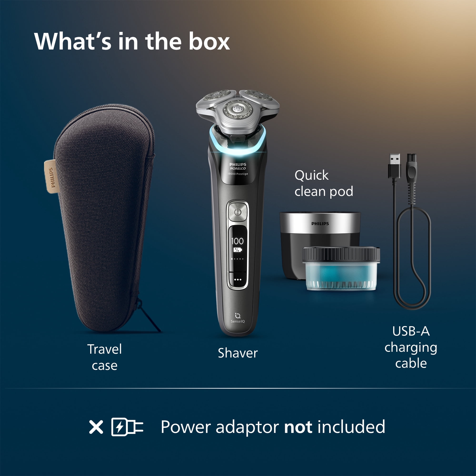 New Philips Norelco I9000 Prestige Rechargeable Wet & Dry Shaver with Cleaning Station, Precision Trimmer and Premium Case