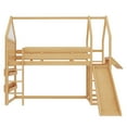 thumbnail image 4 of Bellemave Twin Over Twin Bunk Bed with Slide and Bookshelf, Solid Wood Twin Size Loft Bed with Large Playgame Space, House Bunk Loft Bed Frame Easy Assembly,Natural, 4 of 8
