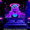 thumbnail image 4 of 2D flat tapestry, 1-piece set, 2D/flat polyester fiber fluorescent tapestry, neon halo cyber girl pattern, UV black light reactive tapestry, size: 78.74 * 59.06 inches, very suitable for living room,, 4 of 6