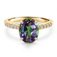 thumbnail image 3 of Gem Stone King 10K Two Tone Gold Green Mystic Topaz and Lab Grown Diamond Engagement Ring for Women | 2.50 Cttw | Oval 9X7MM | Gemstone November Birthstone | Size 8, 3 of 6