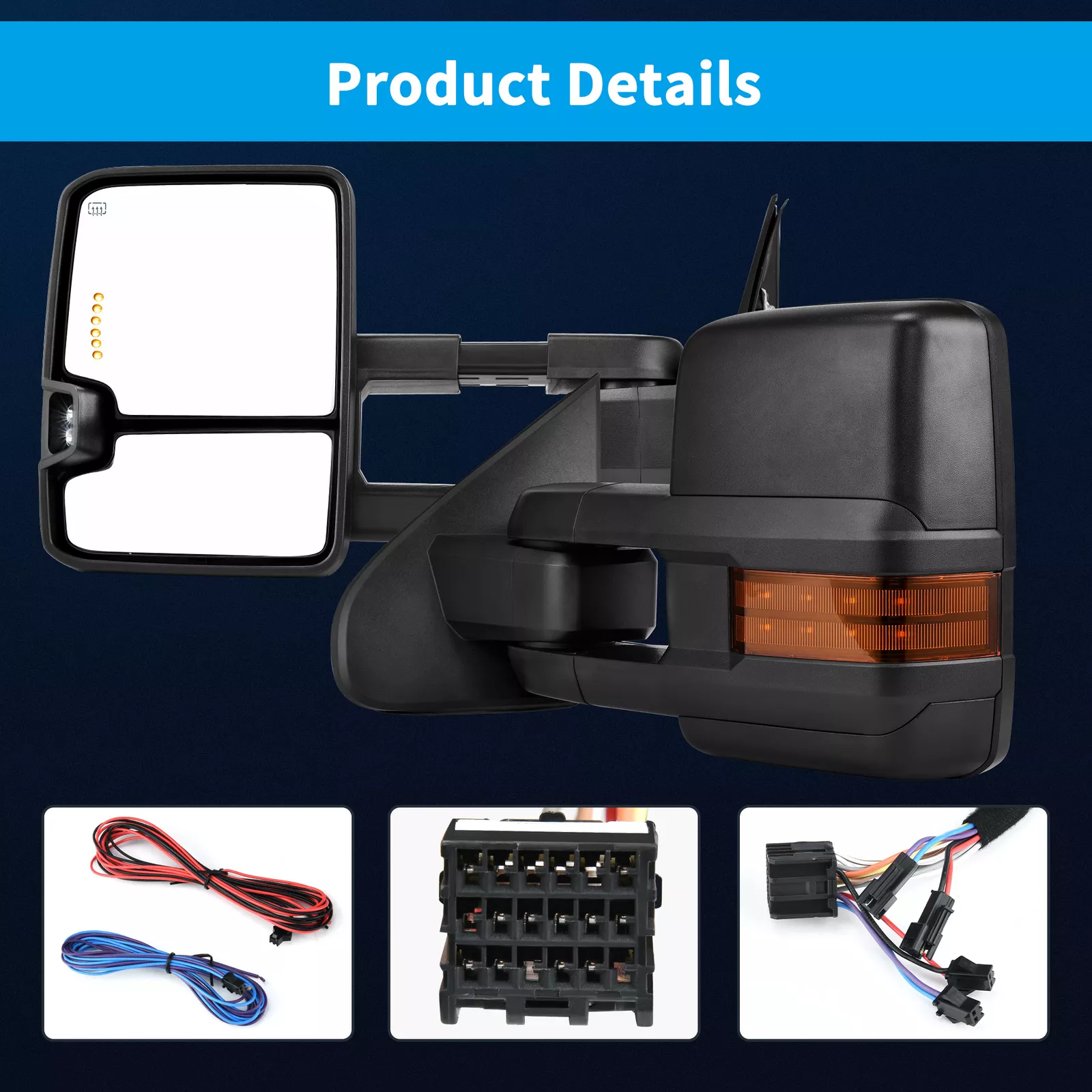 RVNI Tow Mirrors For 14-18 Chevy Silverado 1500 GMC Sierra POWER FOLD Heated Signal