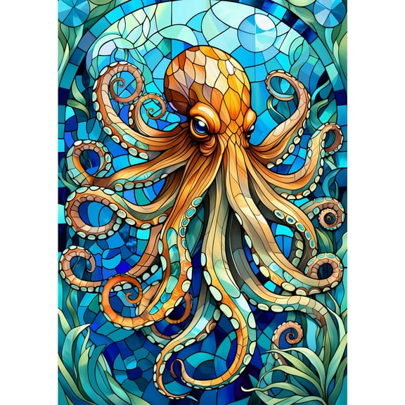Stained Glass Octopus Jigsaw Puzzle - 1000-Piece Puzzles for Adult Ocean Art, 19.7"x27.5" Mystical Wall Decor & Unique Gift for Famlily & Friends