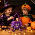 thumbnail image 5 of Halloween Pumpkin Candy Buckets Baskets with Legs, Halloween Goodie Candy Treat Snack Cookie Gift Wrap, Party Favors Supplies Decorations - Purple, 5 of 6