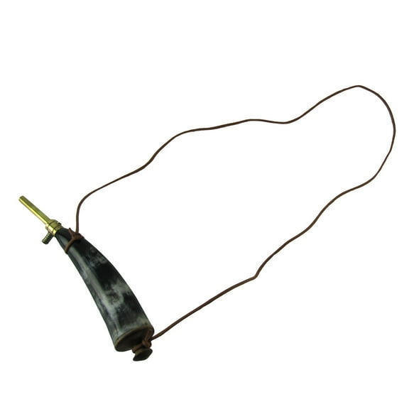 Vintage Brass Spout Muzzleloader Genuine Buffalo Gun Powder Horn Hunting Cabin Decor