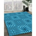 thumbnail image 3 of Ahgly Company Machine Washable Indoor Round Transitional Blue Area Rugs, 5' Round, 3 of 7