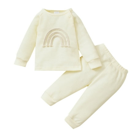 

Baby Girls Outfit Sets Long Sleeve Rainbow T Shirt Tops Sweater Pants Outfits
