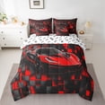 thumbnail image 2 of Castle Fairy Sport Car Twin Bedding Sets,Geometric Checkered Bedding Comforter Set, 2 of 8