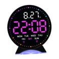 thumbnail image 3 of Reloj despertador digital con reloj de mesa, visualización de hora, fecha y día de la semana, funcionamiento silencioso, gran pantalla LED, brillo aju Negro Rosa, 3 of 9