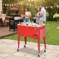 thumbnail image 6 of Biotree Portable Outdoor Patio Rolling Cooler Cart with Wheels and Drain Plug Ice Chest Cart for Party Beach Camping, Red, 6 of 11