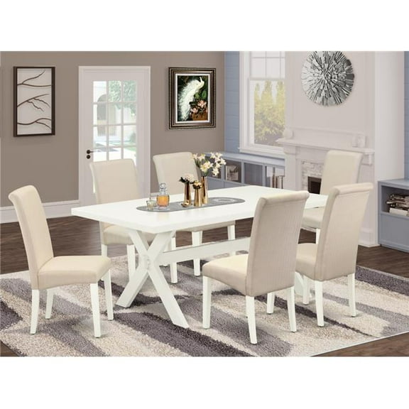 7 Piece X-Style Dining Room Set - Cream