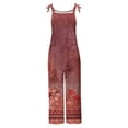 thumbnail image 4 of QATAINLAV Wide Leg Jumpsuits for Women, Trendy Boho Print Beach One Piece Pants Summer Casual Sleeveless Strap Linen Rompers with Pockets Red L, 4 of 6