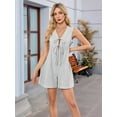 thumbnail image 2 of Women'S Summer Casual Rompers Lace-Up Short Loose Linen Jumpsuit Beach Outfits Travel Vacation Clothes Grey S, 2 of 8