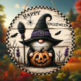 thumbnail image 1 of Letrero de madera con diseño de calabaza y brujo Fiudx para decoración de casas de Halloween, 1 of 5