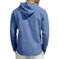 thumbnail image 6 of Yaoyar Men Lightweight Linen Blend Hoodie Shirt Long Sleeve V Neck Button Down Casual Pullover with Adjustable Drawstring, 6 of 9