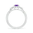 thumbnail image 2 of ANGARA Natural Oval Amethyst Twisted Vine Ring with Diamond Halo in 14K White Gold for Women (Size-7x5mm) | February Birthstone, Birthday, Anniversary, Jewelry Gift for Women | Natural Amethyst Ring, 2 of 10