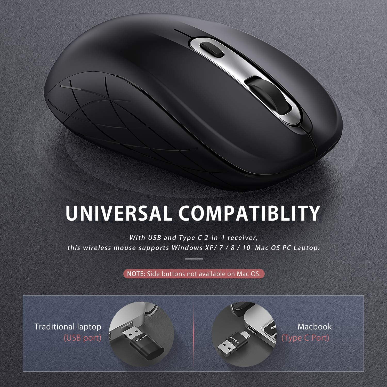Buy Wireless Mouse,Jelly Comb USB C Mouse,Silent Ergonomic Mouse