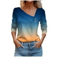 thumbnail image 2 of Sakmal Womens Tops Long Sleeve Button V-Neck Gradient Blouses Womens Shirts Under $5, 2 of 3