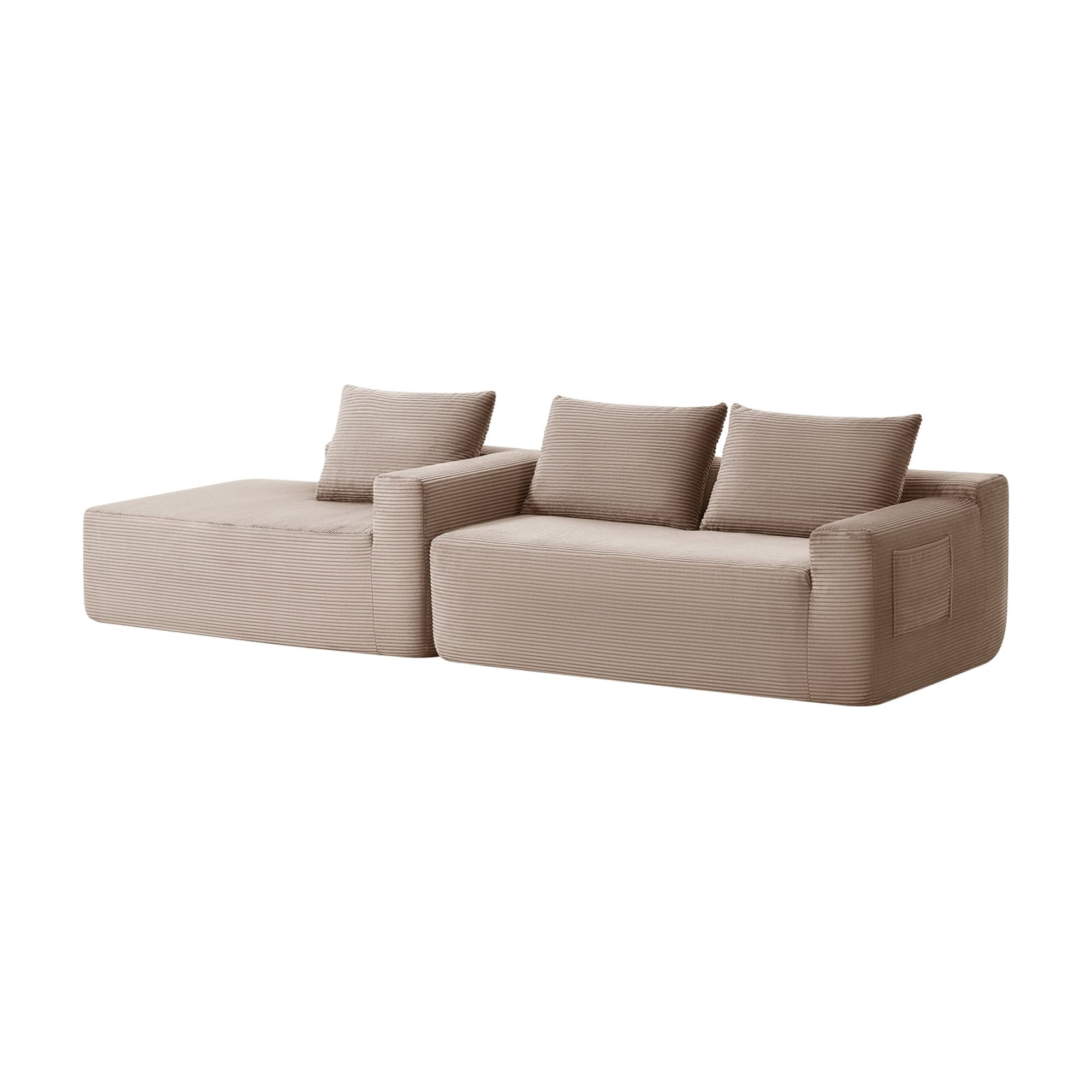 Leumius Cloud Sectional Couch with L-Shape Chaise,Modern Upholstered Boneless Couch with Deep Seat for Living Room Bedroom, No Assembly Required,Camel(Left Facing Chaise)