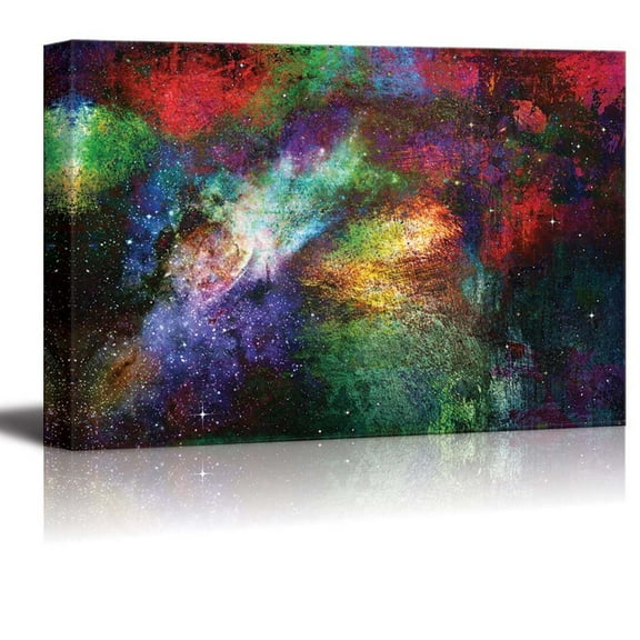 wall26 - Very Colorful Painting of a Galaxy in Space - Canvas Art Home Art - 16x24 inches