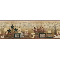 JustBorders Red, Candles Baskets Stars Wallpaper Border 7.5 sq ft