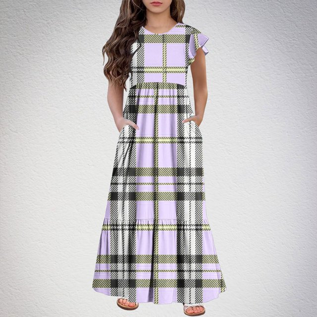 LOVZFMLL Robe Sans Manches à la Mode pour Enfants Robe d'Été Décontractée à Col Rond pour Filles