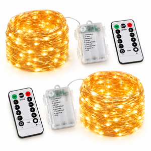 2pack Fairy Lights Operated Total 200led 66ft Warm White