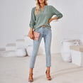 thumbnail image 7 of Ediodpoh Women's V Neck Button Detail 3/4 Sleeve T Shirt for Casual Wear Womens T Shirts Green L, 7 of 7