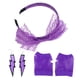 thumbnail image 3 of BRIGHTFUFU 80's Lace Headband Neon Earrings Fingerless Guantes de red para 80's Party (Púrpura), 3 of 7