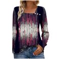 thumbnail image 2 of Cutuoiiu Athletic Shirts for Women Fashion Print Square Neckline Casual Button Long Sleeve Tops Gifts, 2 of 6