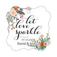 thumbnail image 1 of Darling Souvenir Custom Let Love Sparkle Wedding Hang Tags Personalized Fancy Frame Paper Tags -Floral White-50 Tags, 1 of 1