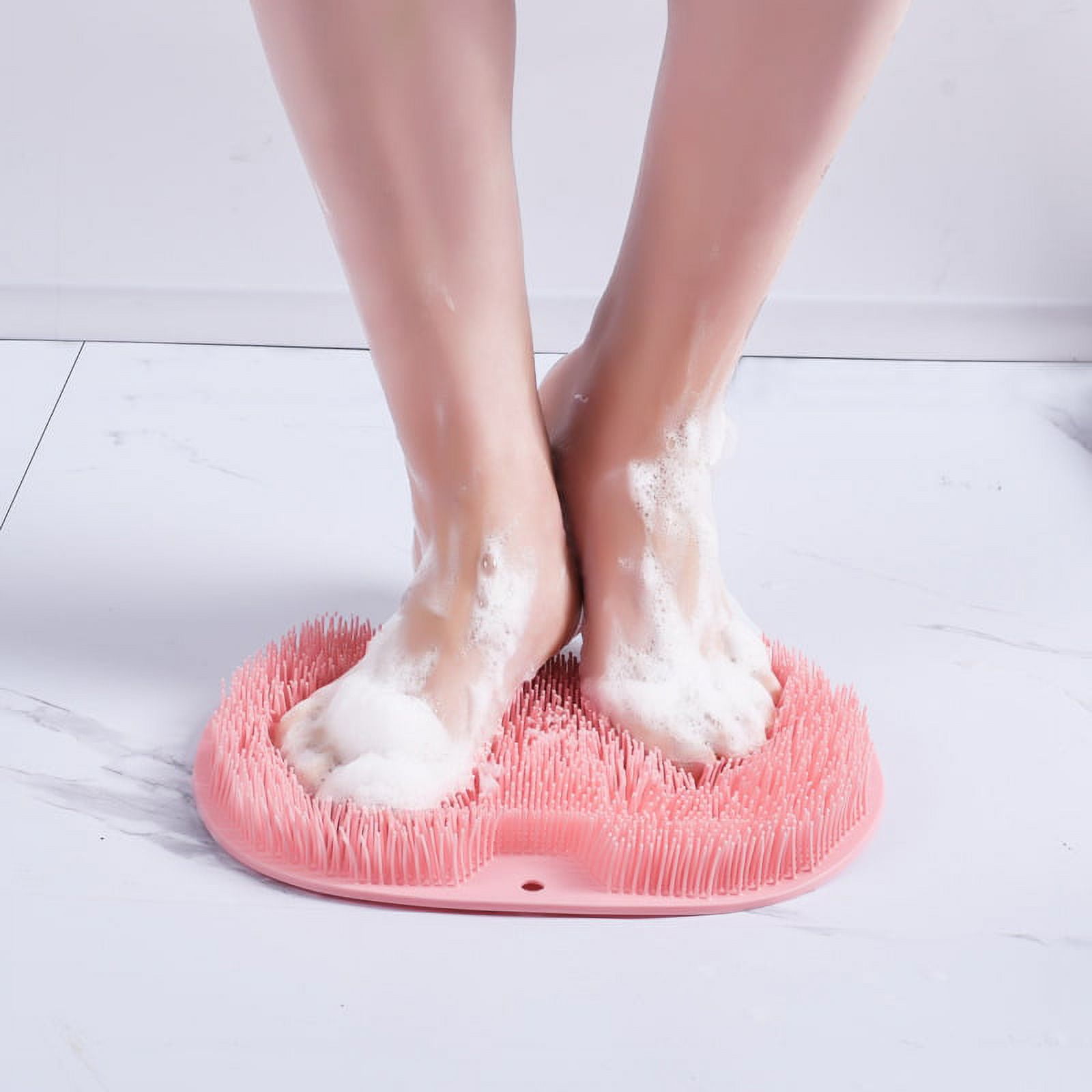 Silicone Hands-Free Big Flat Back Scrubber for Shower. It Does Stick to Various Walls with Some Water (Tested,Trust). Easy Clean Body Scrubber Foot Scrubber Back Brush Body Brush