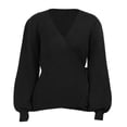 thumbnail image 2 of Viikei Sweaters For Women Clearance Plus Size Pullover Sweaters For Women Loose Solid Color Waist Belted V-Neck Long Sleeve Tops, 2 of 8