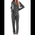 thumbnail image 3 of Conjuntos de Pijama para Mujer, de Larga, con Botones, para Dormir, Pijamas Suaves, Conjuntos de Estar por Casa. Gris XXL, 3 of 9