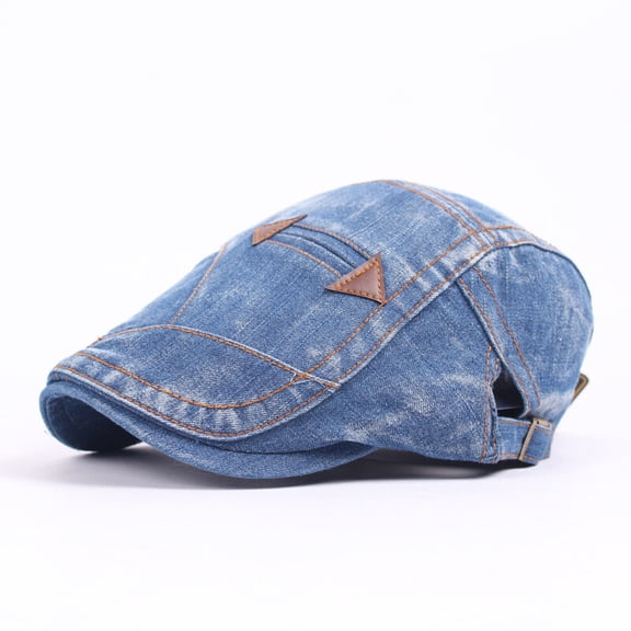 Men Retro Denim Newsboy Duckbill Gatsby Flat Hat Golf Driving Ivy Adjustable Cap