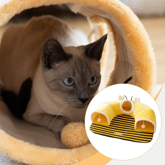 Cama para mascotas, regalo de perrera, adorno de descanso, multifuncional, con bola, portátil, cierre de cremallera, suministros de juego, M