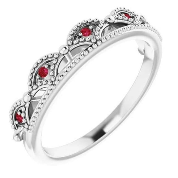 Harry Chad Enterprises 60372 0.50 CT Antique Style Ruby Womens Wedding Aniversary Band, Size 6.5