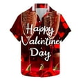 thumbnail image 2 of Men's Valentine's Day T-Shirt Love Printed Short Sleeved Lapel Shirt,Valentine's Day Gift for Him Multicolor, 2 of 5