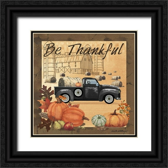 Phillips, Anita 15x15 Black Ornate Wood Framed with Double Matting Museum Art Print Titled - Be Thankful II
