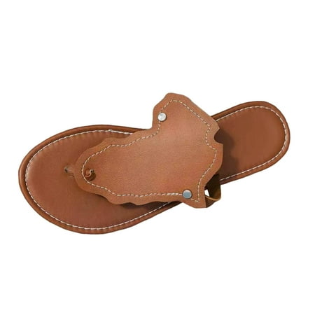 OJSFQUFP Women Shoes Casual Women Summer Solid Color Slip On Casual Open Toe Flat Soft Bottom Breathable Slippers Shoes Sandals Pantuflas Para Mujer Brown 39