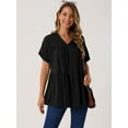 thumbnail image 3 of DARING DIVA Women's Babydoll Casual V Neck Short Sleeve Peplum Blouse S Black, 3 of 6