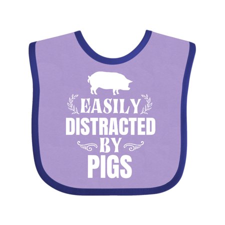 

Inktastic Easily Distracted by Pigs Gift Baby Boy or Baby Girl Bib