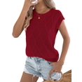 thumbnail image 2 of Women Round Neck Sweater Vest Sleeveless Summer Casual Shirts Knit Tank Top Wine Red XL, 2 of 9