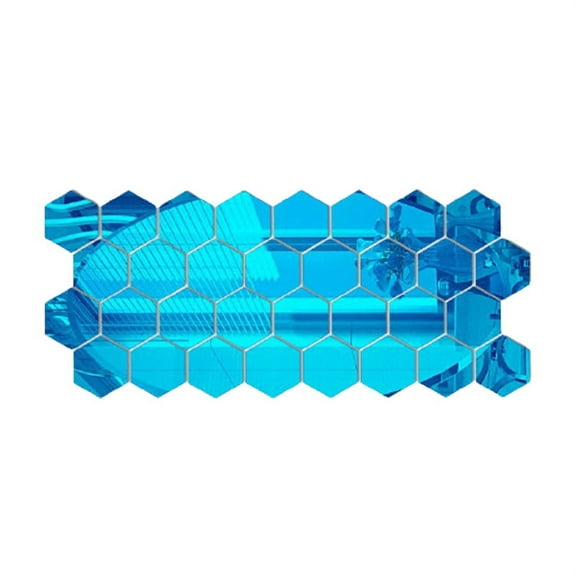 12pcs 3D Mirror Wall Sticker Hexagon Decal Home Decor Self-adhesive Mirror Decor Sticker Removable Art Wall Decoration Large-Blue 12PCS-80MMx70MMx40MM